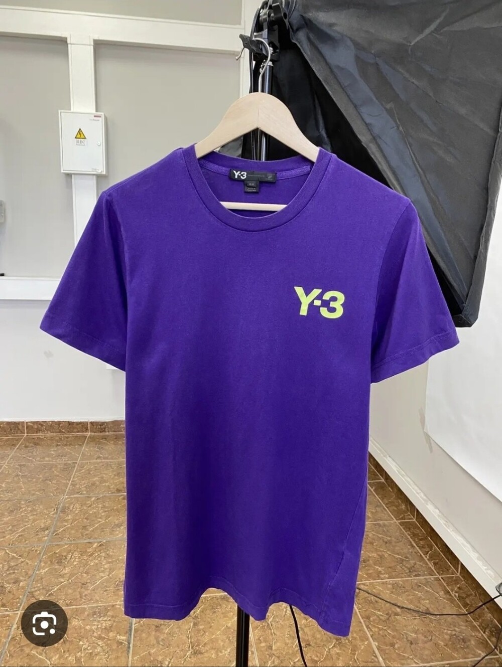 Y-3 Purple Tee with Neon Yellow Logo